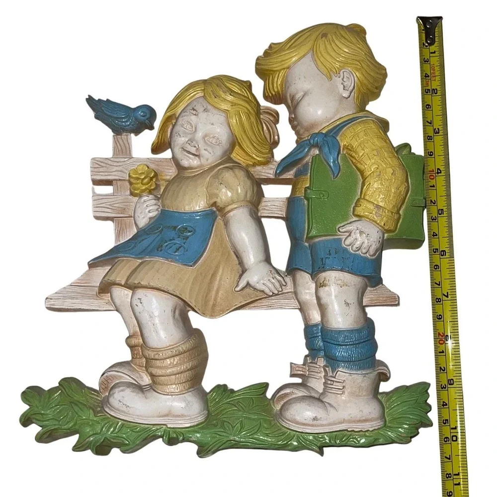 Vintage HOMCO‎ Boy & Girl Wall Plaques 1977 Dart Industries Nursery Decor Set 2